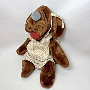 Vintage 1981 Ganz Bros Wrinkles Brown Dog Hand Puppet Plush Animal 18"